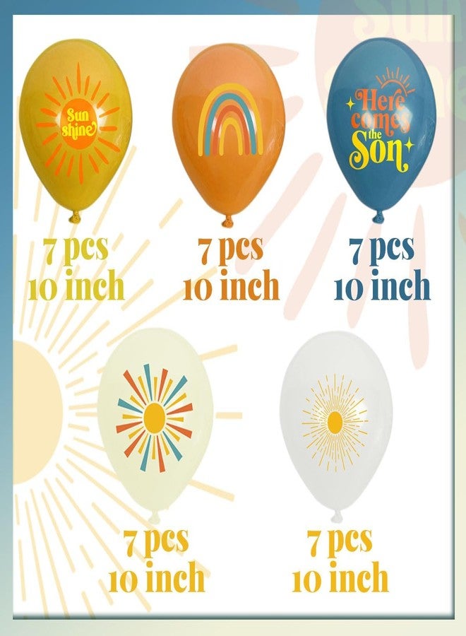 Dydamud Here Comes The Son Baby Shower Decorations,35pcs Boho First Trip Around The Sun Balloon,Sunshine Party Retro Latex Balloons for You are My Sunshine Baby Shower Decoration Supplies - Image 5